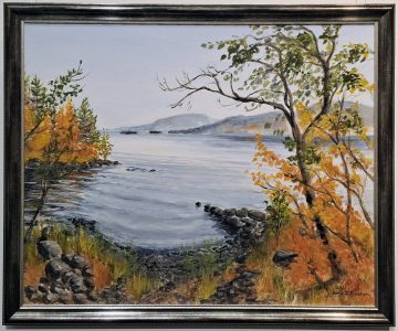 Syksyinen Lahden Poukama, 850 €, öljymaalaus 2021, koko 50 x 61 cm